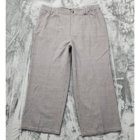 Shien Curve Pants Womens 4XL Black Brown Houndstooth High Rise Wide Leg Preppy - Picture 1 of 10